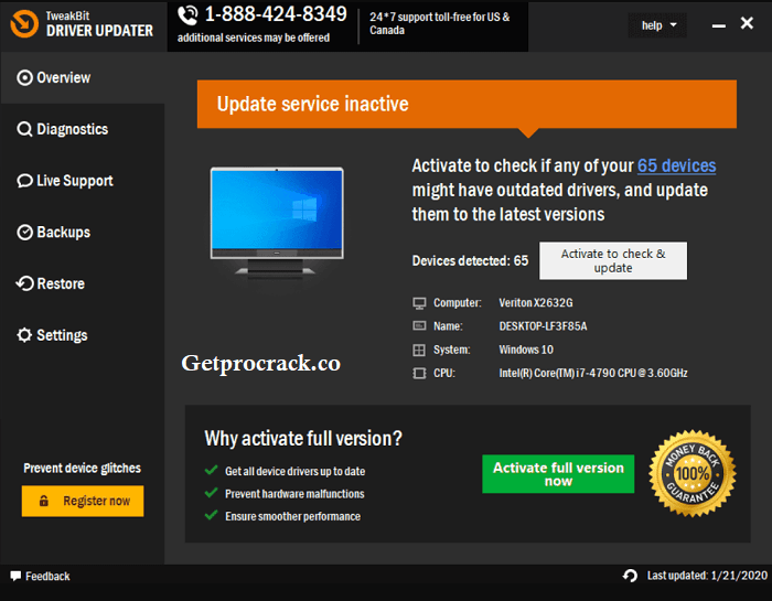 TweakBit Driver Updater Crack + Serial Key 2.2.4.56134 Latest Version Free Download